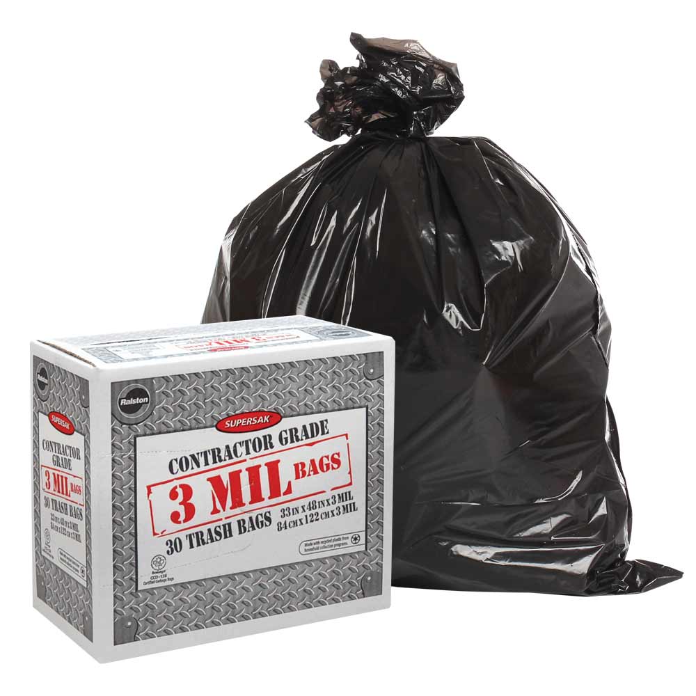 37901 - GARBAGE BAGS 33" X 48" BLACK 3 MIL : 33" x 48", black