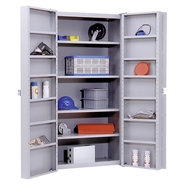 CSFB024 - CABINET DEEP DOOR STORAGE : 38"W x 24"D x 72"H, 4 shelves, grey, steel