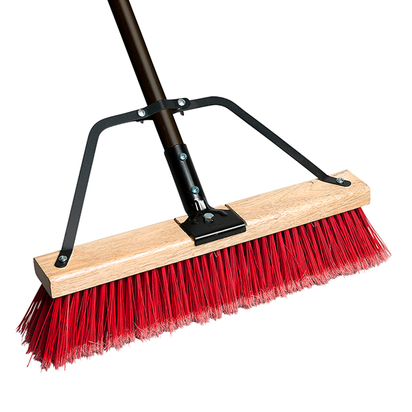 CSJM915 - BROOM PUSH WITH BRACED HANDLE : 60" handle, block 24"L wood, PVC bristle, steel brace