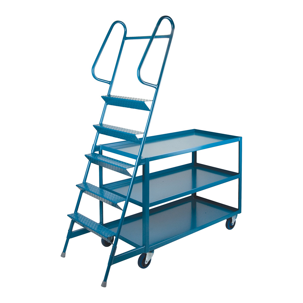 CSMB508 - STOCK PICKING CART, 5 STEP : 24"W x 48"H x 48"D, 3 shelf, 60 lbs cap.,  steel, rubber wheels