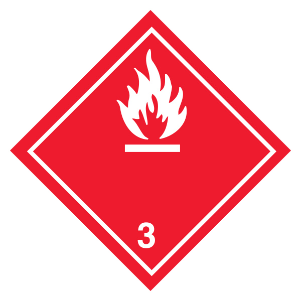 LBDCN06 - LABEL HAZ "FLAMMABLE LIQUID" : 4" x 4", square