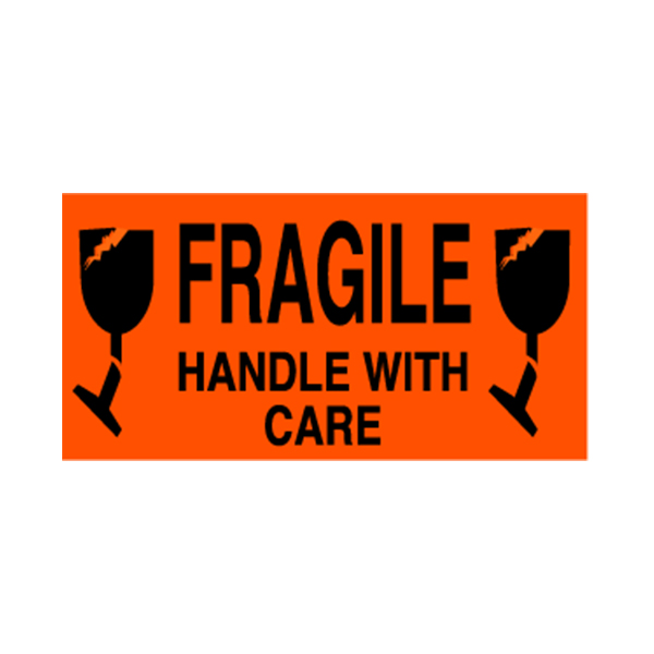 LBLBR164 - LABEL FRAGILE HANDLE W/CARE : 3" x 5", rectangle